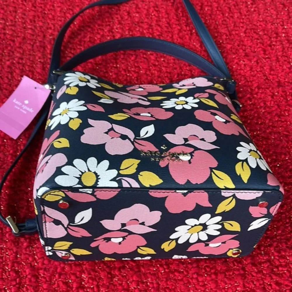 Kate Spade Darcy Small Bucket Bag Road Trip Floral Blue Multi
